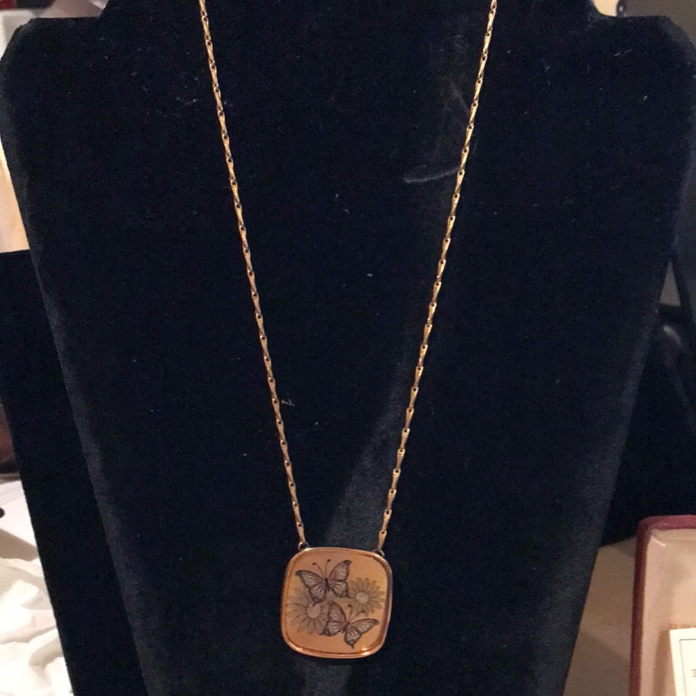 Vintage Reed & Barton Damascene butterfly pendant necklace - Picture 6 of 11